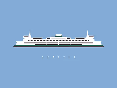 Puget Sound Ferry boat ferry harbor line art poster puget sound seattle ship vector