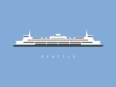 Puget Sound Ferry boat ferry harbor line art poster puget sound seattle ship vector