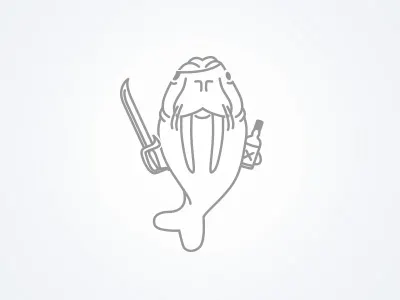 Stabby The Walrus line logo pirate walrus