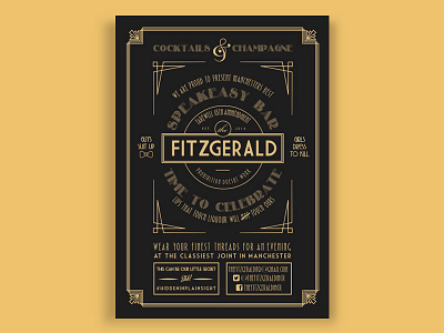 The Fitzgerald Speakeasy Bar art deco classy clean design gatsby gold logo minimal modern prohibition simple typography