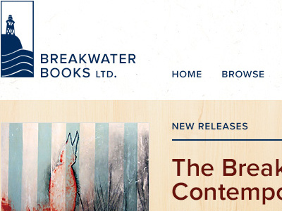 Breakwater Books Website Header book carousel design development header logo website