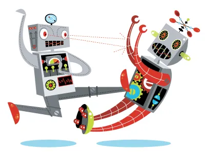 RobotBattle for kids illustration kungfu robots vector