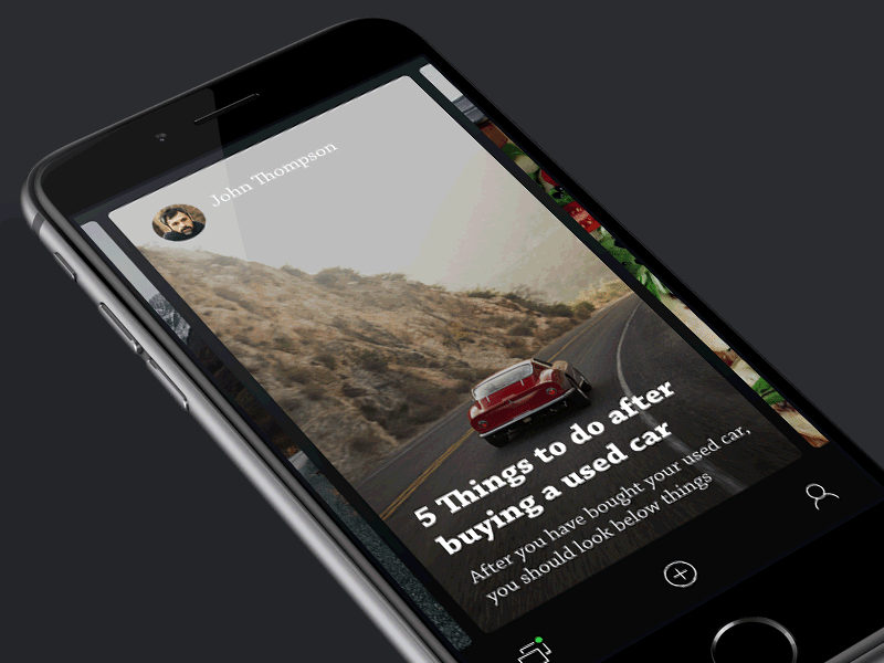 Articles animation article chat comments dark ios iphone photo profile ui