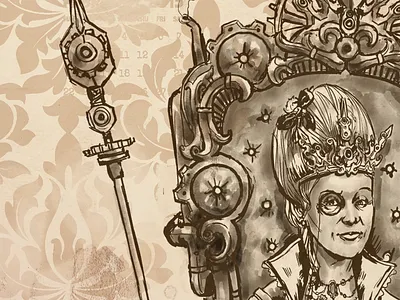 Steamcourt Queen character concept art illustration sketch