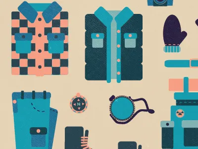 Let's Camp camping illustration texture