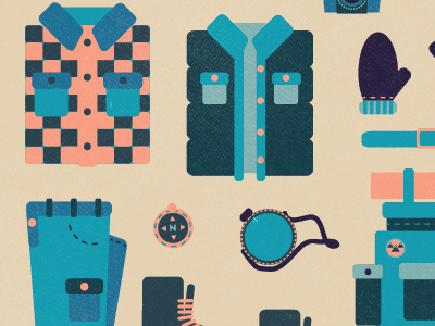 Let's Camp camping illustration texture