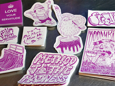 Screen printed Stickers graffiti illustration rap music skateboarding slaps street art vinyl yeti