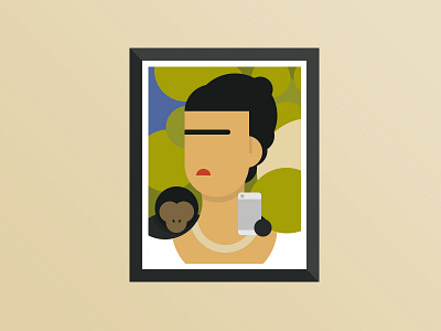 Frida art frida illustration khalo monkey painting selfie