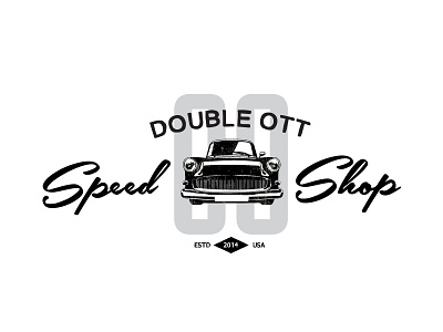 Double OTT badge car design garage label logo retro shop speed type typography vintage