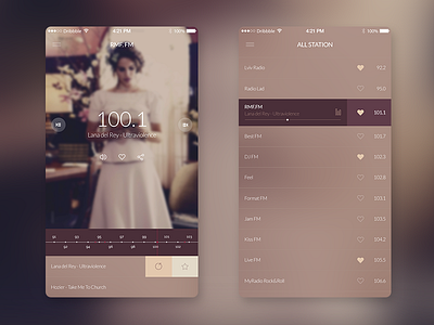 FM Radio UI app color interface ios mobile music playlist radio ui