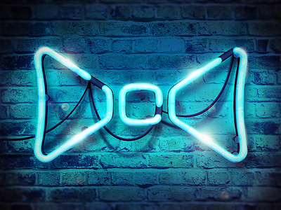 butterfly tie brick illustration neon poster wall