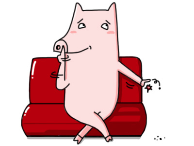 Picking nose doodle funny illustration line stickers picking nose pig