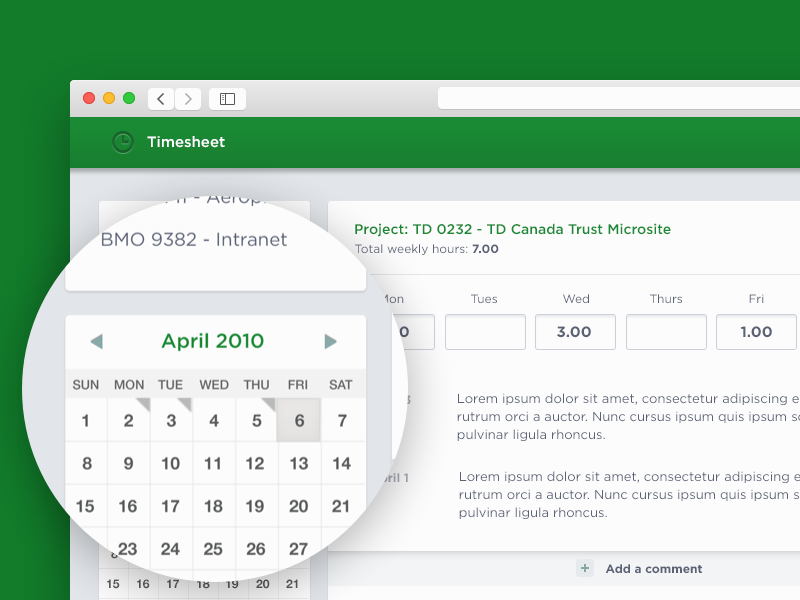 Timesheet Calendar application calendar card enterprise grid light minimalist mobile responsive timesheet ui ux