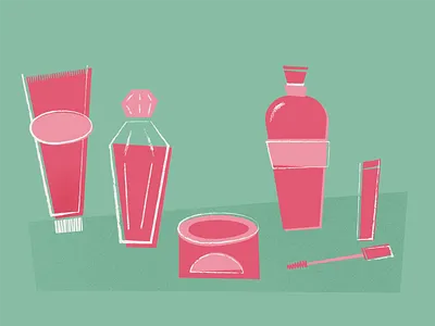 Beauty Cabinet 50s beauty bottles illustration make up photoshop retro texture vintage