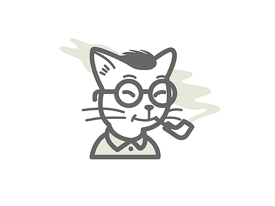 self portrait asian avatar cat character classy illustration pipe portrait profile vector