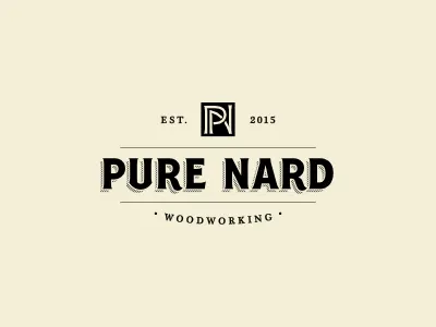 Pure Nard Woodworking brand classic craft craftsman custom font identity lettering logo monogram script wood
