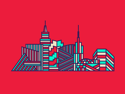 Clevo architecture buildings editorial illustration lines metropolitan monoweight print skyline