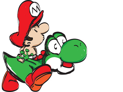 Wacom Practice - Yoshi & Baby Mario baby mario design illustration mario nerd nintendo sketches wacom yoshi