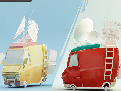 News Van_Yellow to Red c4d car cg cinema 4d model stylized toon