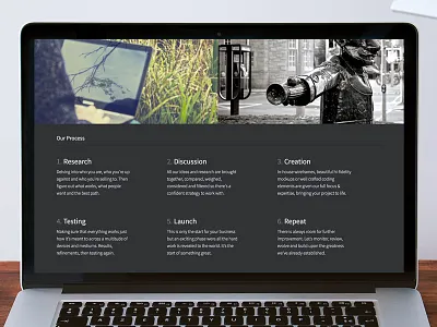 Our Process clean dark grey process steps