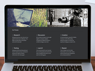 Our Process clean dark grey process steps