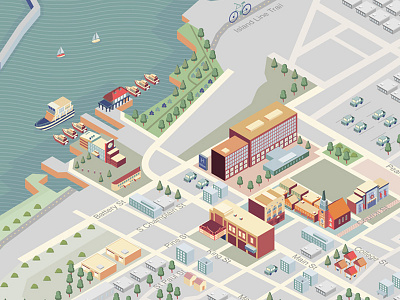 Hilton Burlington Map attractions hotel icon illustration isometric map