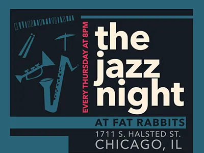 The Jazz Night blue design graphic grey hand lettering illustration jazz lettering pink poster tan typography