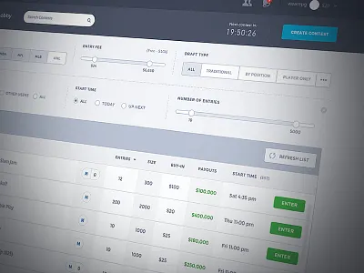 Pick Your Poison app application clean dashboard fantasy form home page responsive slider sports ui ux