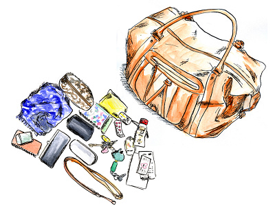 La main dans le sac hand handbag illustration inside outside