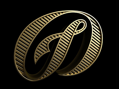 D is for Dribbble 3d 3dtype black c4d capitals d dribbble gold lettering script type typography