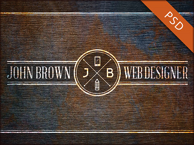 Web Designer Business Card PSD Template branding business card design illustration photoshop print psd retro template texture typography vintage