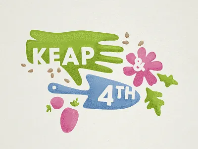 keap & 4th cmty garden brooklyn flower garden glove illustration logo new york produce shovel sustainability tomato