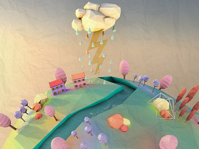 Pastel Globe 3d cinema4d clouds lowpoly modeling world