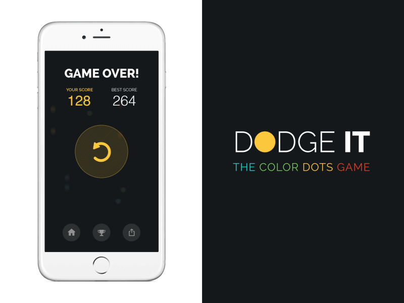 DodgeIt - The Color Dots Game animation design flat interface ios iphone 6 material design user experience