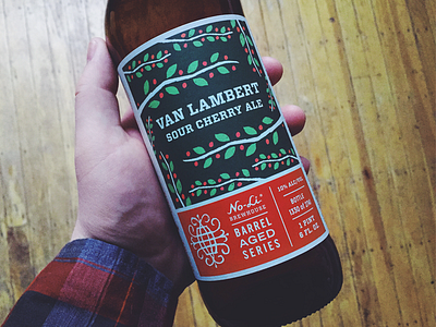 Van Lambert Sour Cherry Ale beer beverage bottle craft beer no li packaging screen printed series