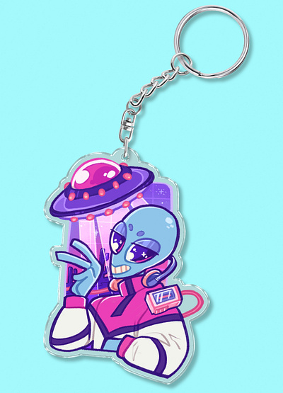 LoFi Alien Keychain (Concept) 2d art graphic design illustration merchandise product design