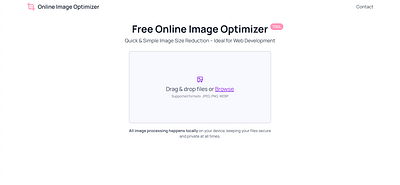 Image Uploader / Optimizer browse image image upload jpg logo minimal picture png tool ui upload uploader web web app web upload