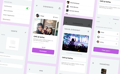 UI/UX Mobile App Design - Friends Meetup App app navigation app prototyping colorful event app french friends joyful meetup app mobile app mobile design pink social app social media app ui ux