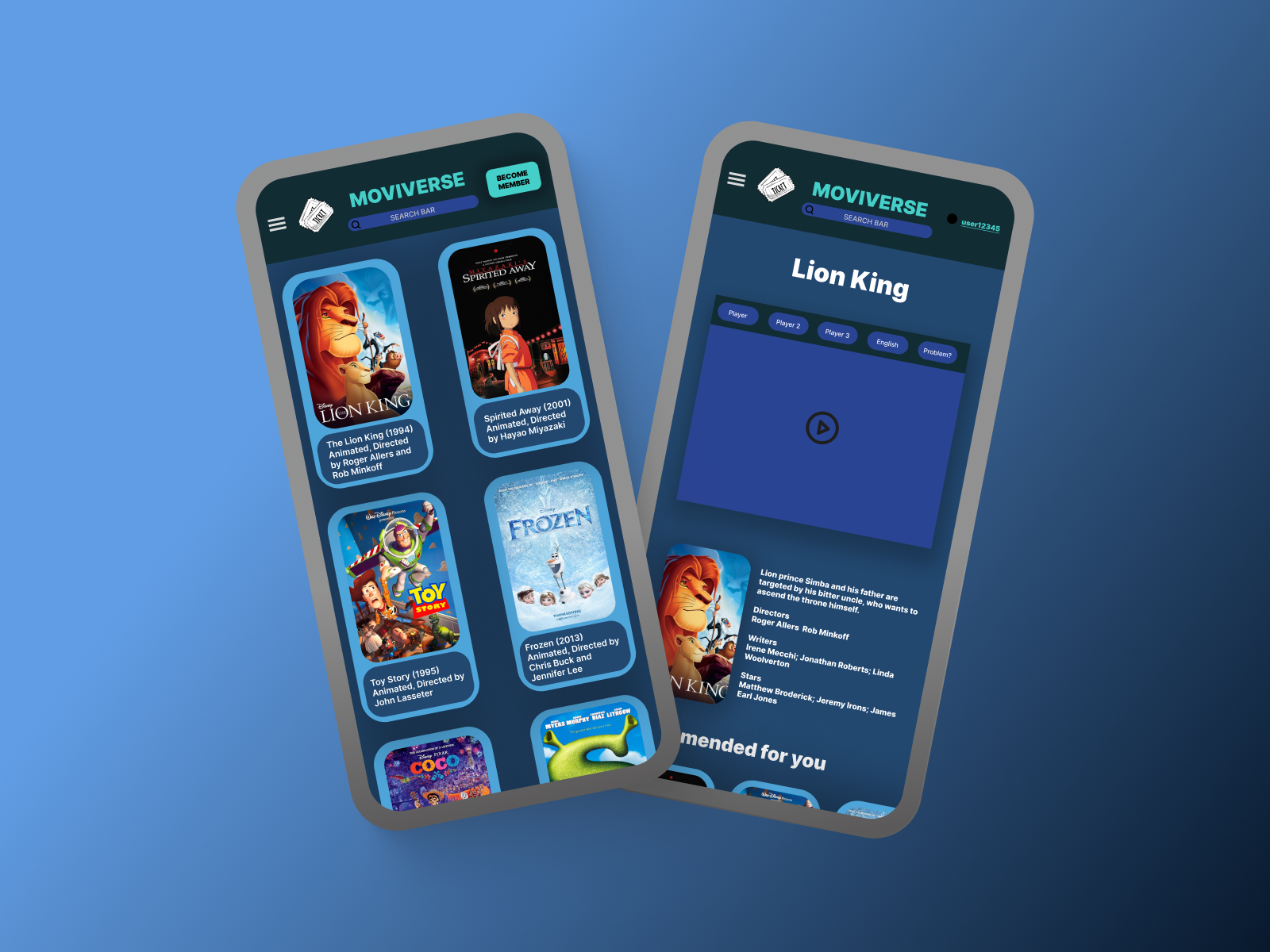 Example of Movie Site Moviverse