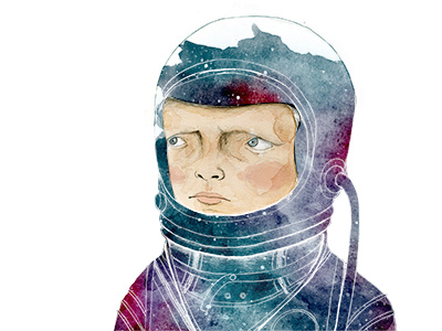 Astronaut astronaut boy illustration pencil sky space stars watercolor