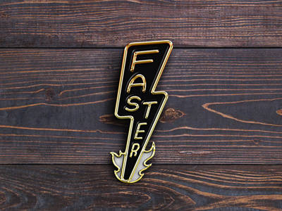 Faster Pin bolt enamel fire flames gold lightning pin