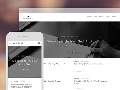 Black Pixel Website black black pixel blog editorial mobile monochrome responsive web