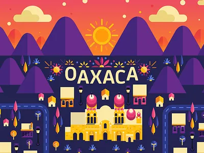 Oaxaca Sunset agave city flat flowers mexico oaxaca oaxaca mexico orange purple sunset