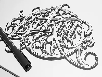 Be Kind - Ink bekind decorative hand ink lettering letters ornate schmetzer sketch