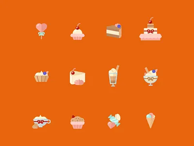 Candies icon set candies flat icons pastels sweets symbols