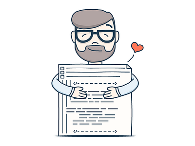 Nerdy fella who loves his code code hipster hug illustration love nerd sketch vector
