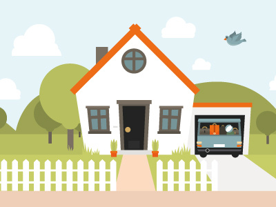DAK House artcoreillustrations baggage bird car dak family house