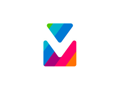 viaMail / via Mail, V M monogram logo design symbol app apps applications colorful creative communication agency studio double letter monogram e mail e mail emails geometric geometry letter mark monogram logo logo designer m mv negative space stripes lines paths symbol mark icon v vm