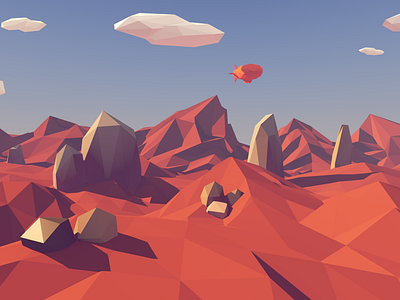 Low Poly Landscape I art blimp landscape low lowpoly poly