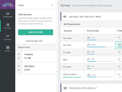 Tandem Survey Results results survey ui ux web app